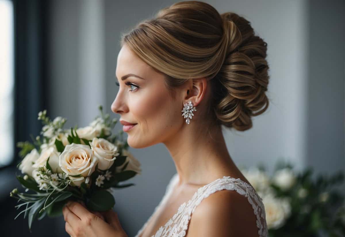 A woman's wedding hairstyle stays perfect throughout the day, from the ceremony to the reception, with the help of bobby pins, hairspray, and a delicate veil