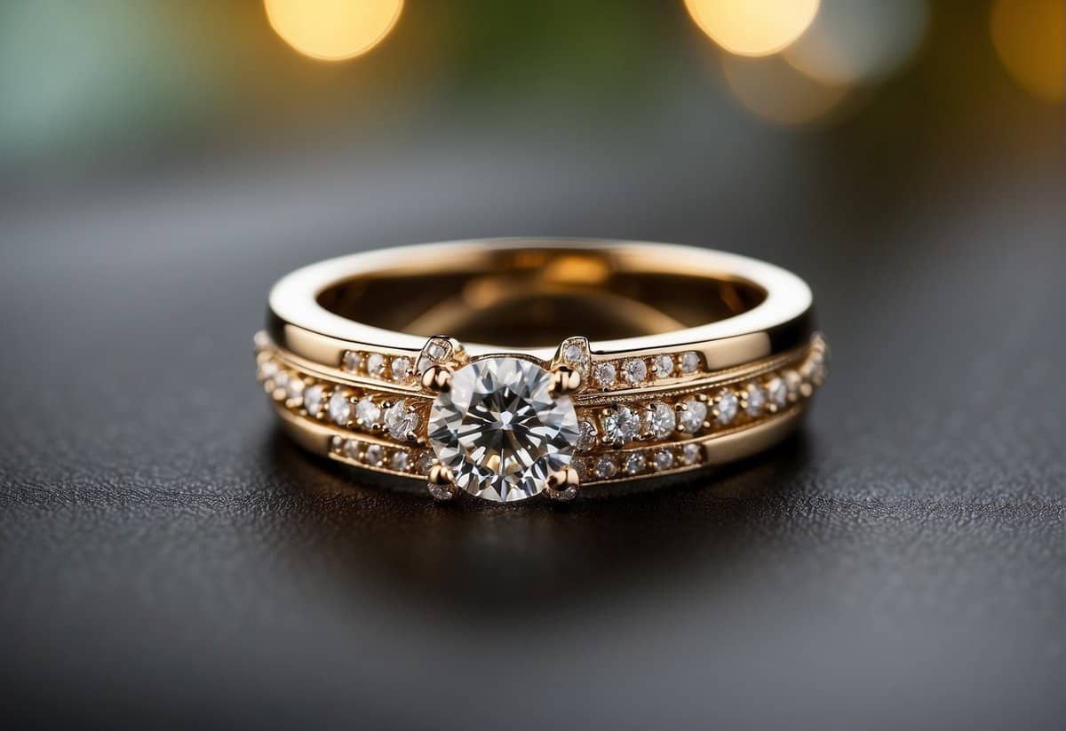 A wedding ring is placed on a finger