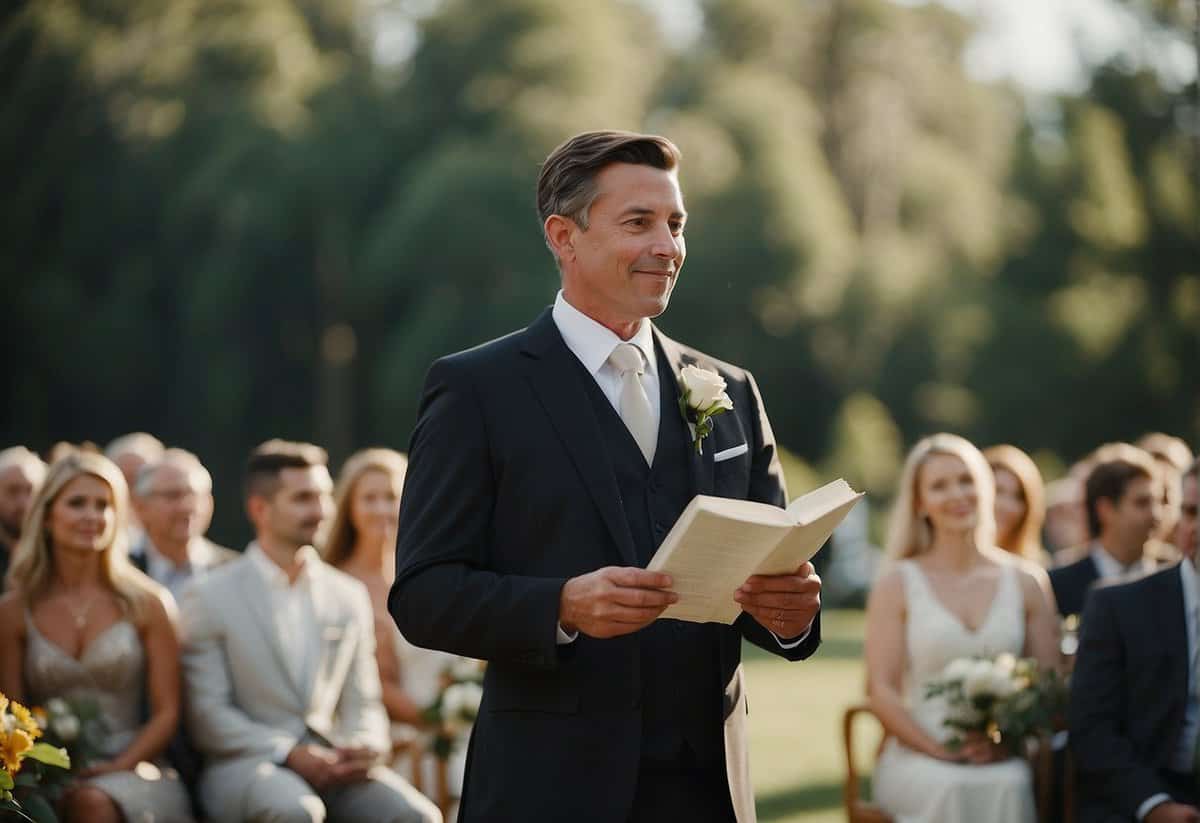 The officiant recites the legally required words at a wedding ceremony