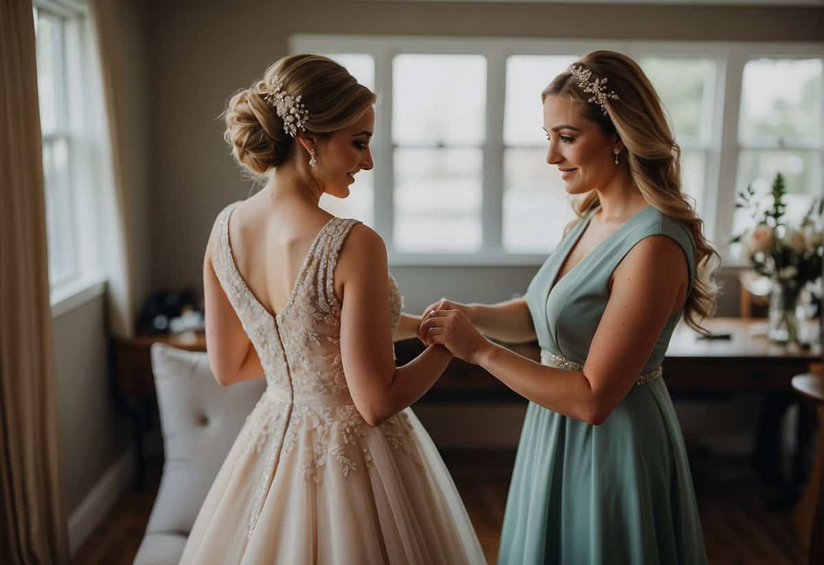 Bridesmaid dress alterations being made for wedding day