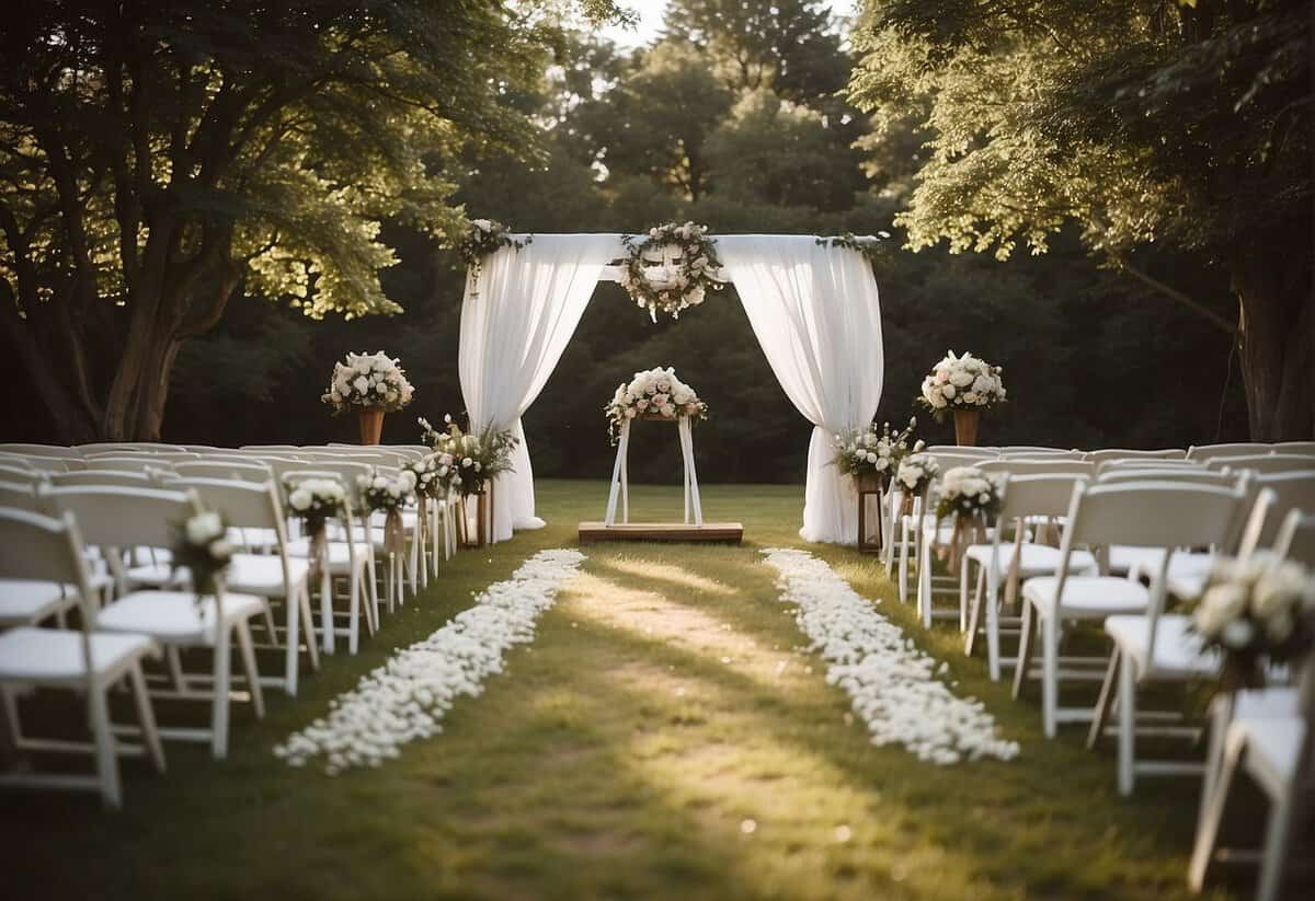 A simple outdoor ceremony with casual dress, minimal decor, and DIY entertainment options