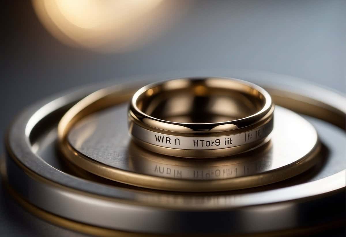A wedding ring placed on a scale, tipping slightly towards the side labeled "worth it," with a question mark hovering above it