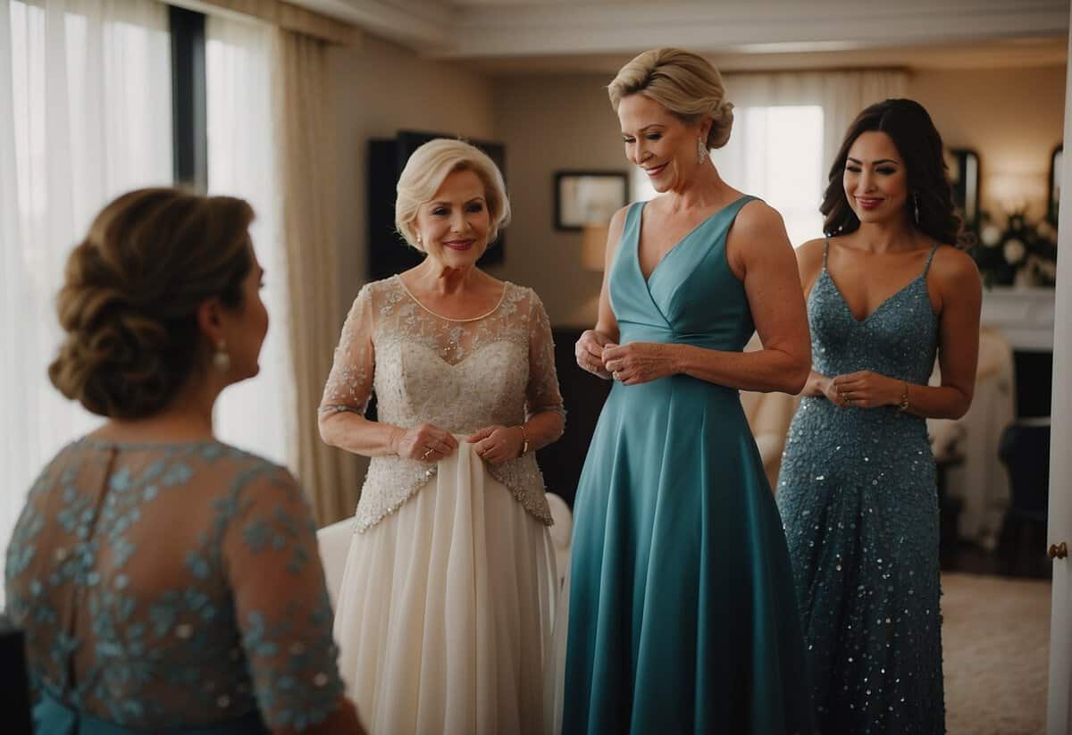 The mother of the bride selects her dress color before other key members coordinate