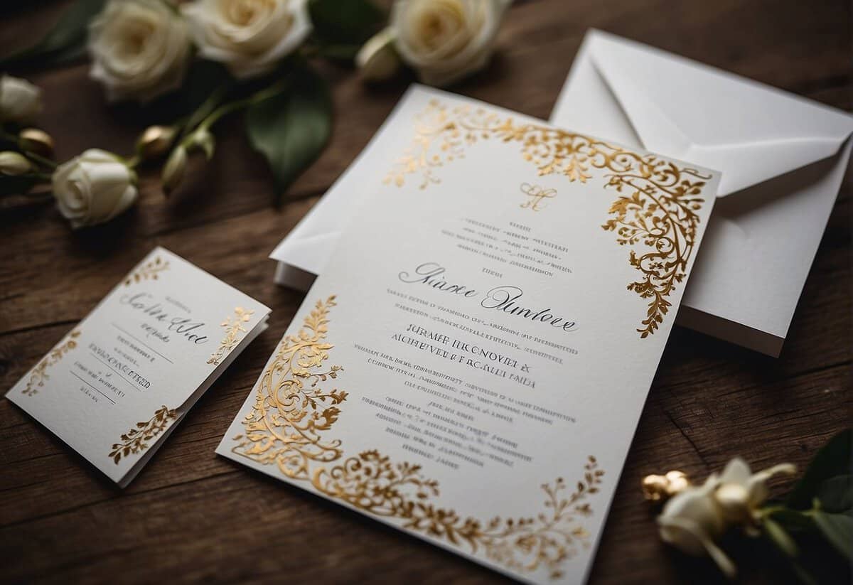 A wedding invitation with a separate reception card