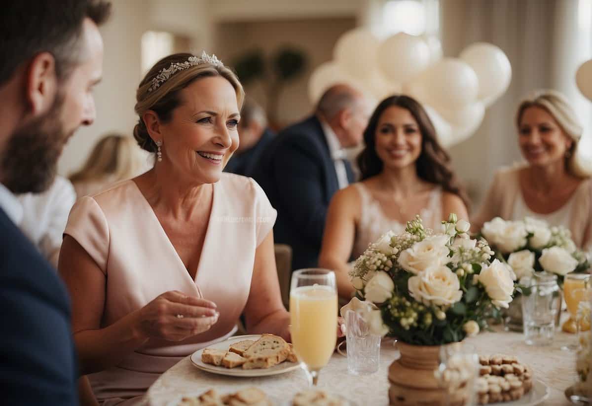 The bride's mother hosts a bridal shower for her daughter