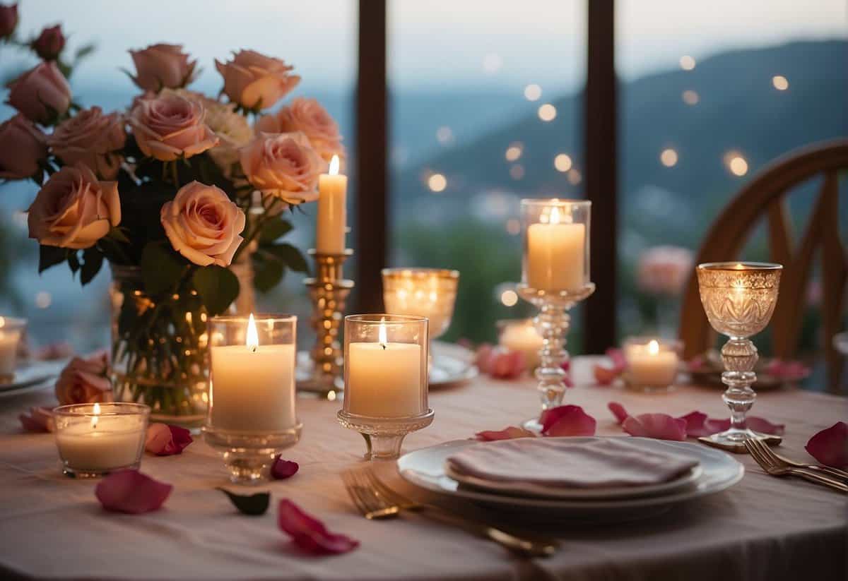 A table set for two, adorned with candles and flowers. A bed with freshly pressed linens and a scattering of rose petals. A sense of excitement and anticipation in the air