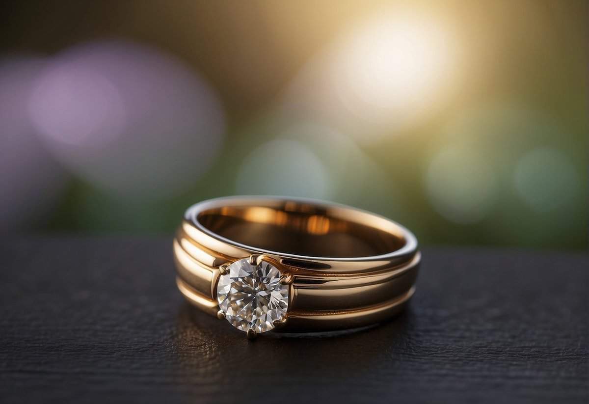 A wedding ring on a finger, with a visible separation line but no divorce papers
