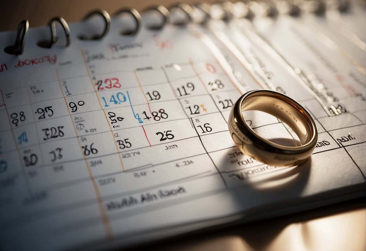 A calendar with a ring on the first anniversary date