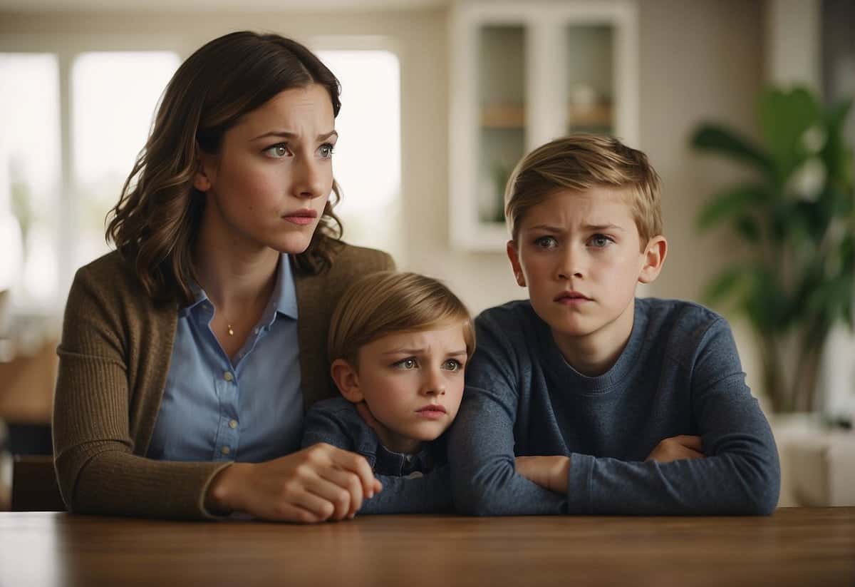 A family with children looking confused and worried as a couple discusses the possibility of remarrying without getting a divorce in the UK