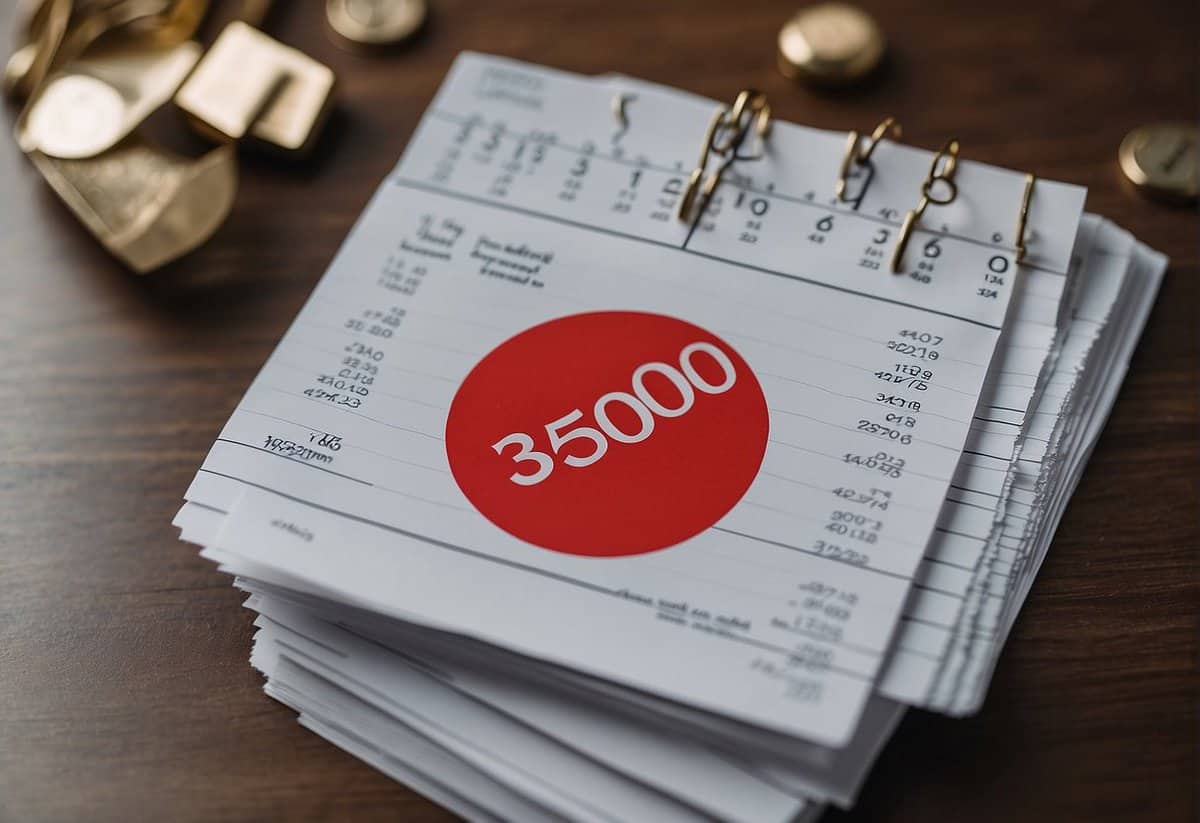 A pile of bills and a calendar showing age 30, with a red circle around it. A frowning face next to a wedding ring