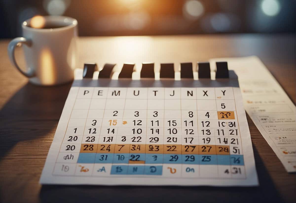 A calendar with Friday and Sunday highlighted, surrounded by question marks