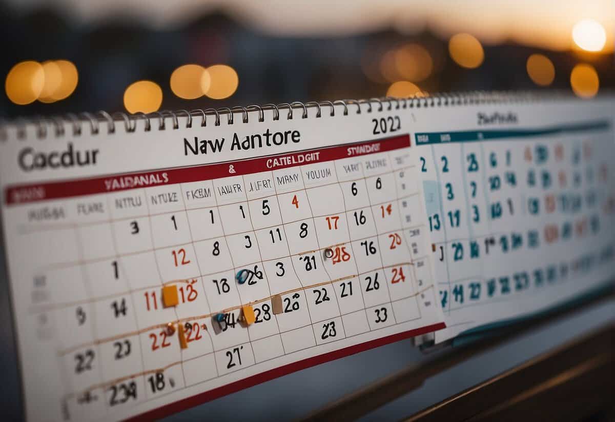 A calendar with two dates circled, one for the wedding and one for another significant event