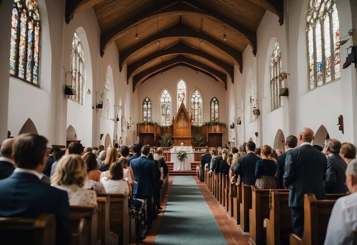A busy church on a Saturday contrasts with a quiet weekday ceremony at a registry office. The hustle and bustle of weekend weddings versus the calm weekday nuptials