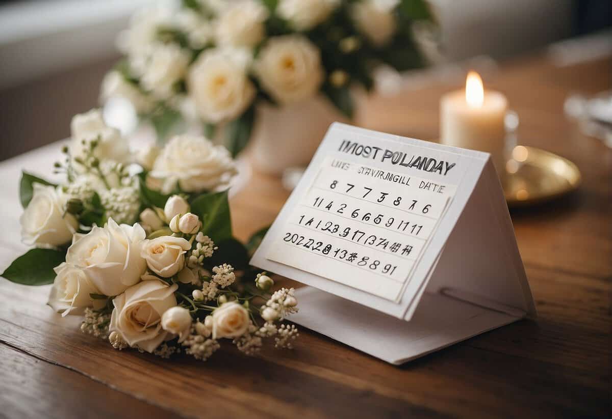A calendar with the words "Most Popular Wedding Day" highlighted on a specific date in the UK