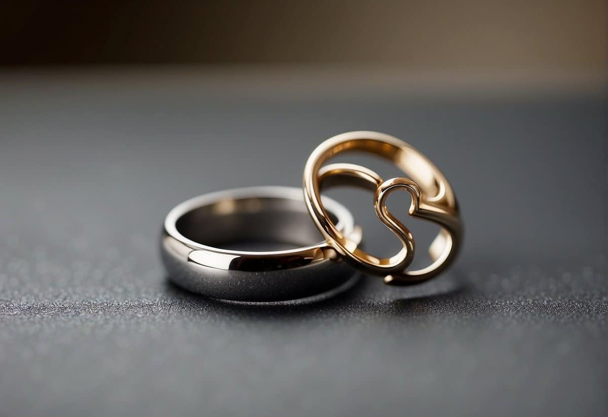 A wedding ring and a question mark symbolize marriage equality