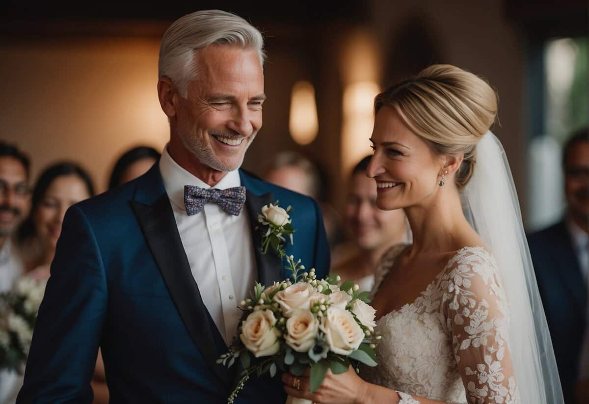 A father offers heartfelt congratulations to his daughter and son-in-law on their wedding day