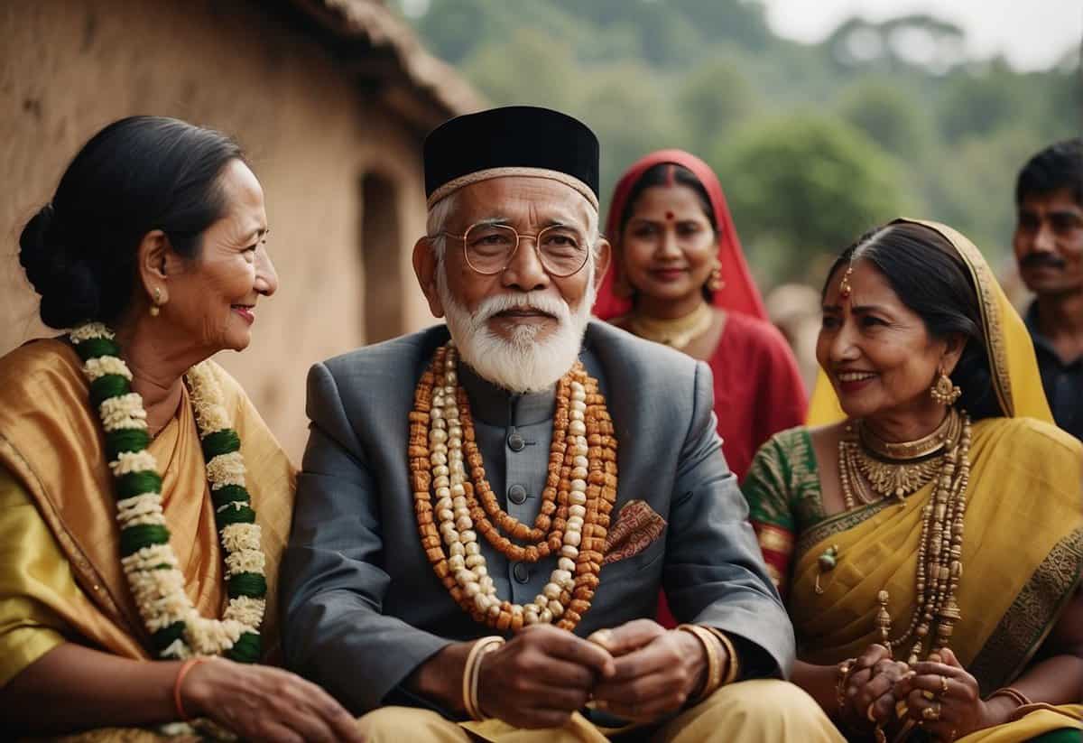 A village elder negotiates bride price with a groom's family