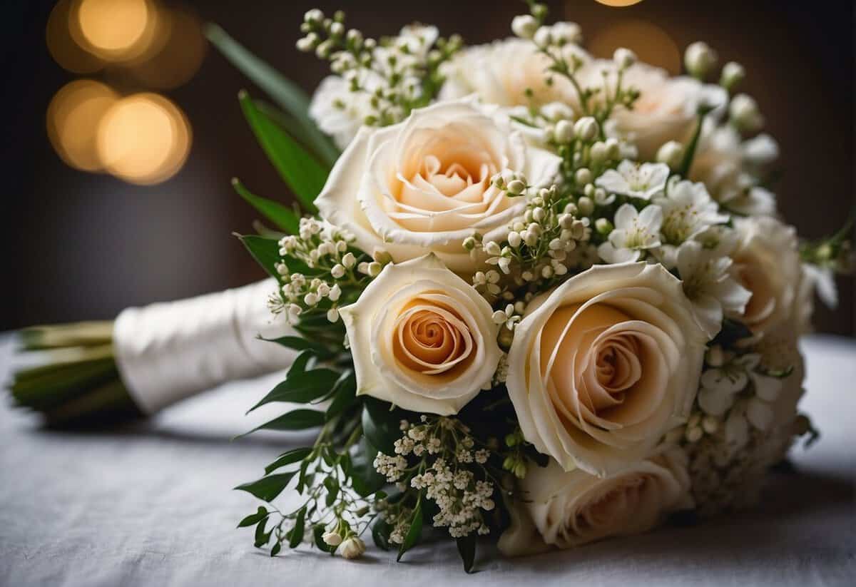 The budget is being allocated for wedding flowers. The question of who pays for the bride's bouquet is being considered