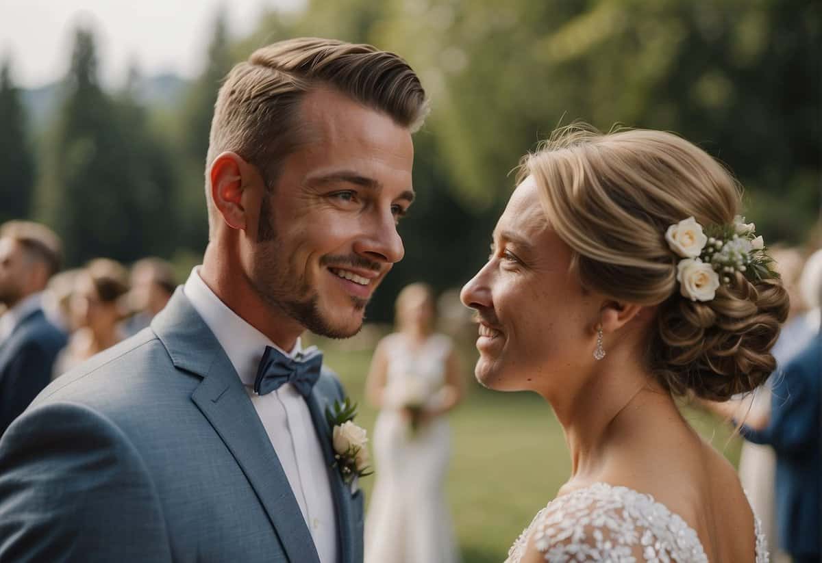 Groom catches sight of bride before ceremony, causing gasps and whispers among guests