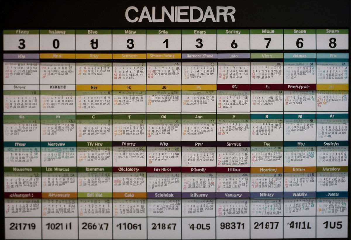 A calendar with highlighted dates showing different seasons and months. The days of the week are labeled, with emphasis on the cheapest day for a wedding