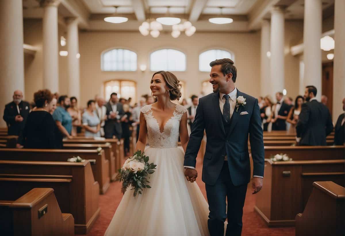 A simple courthouse wedding with minimal decorations and a small guest list
