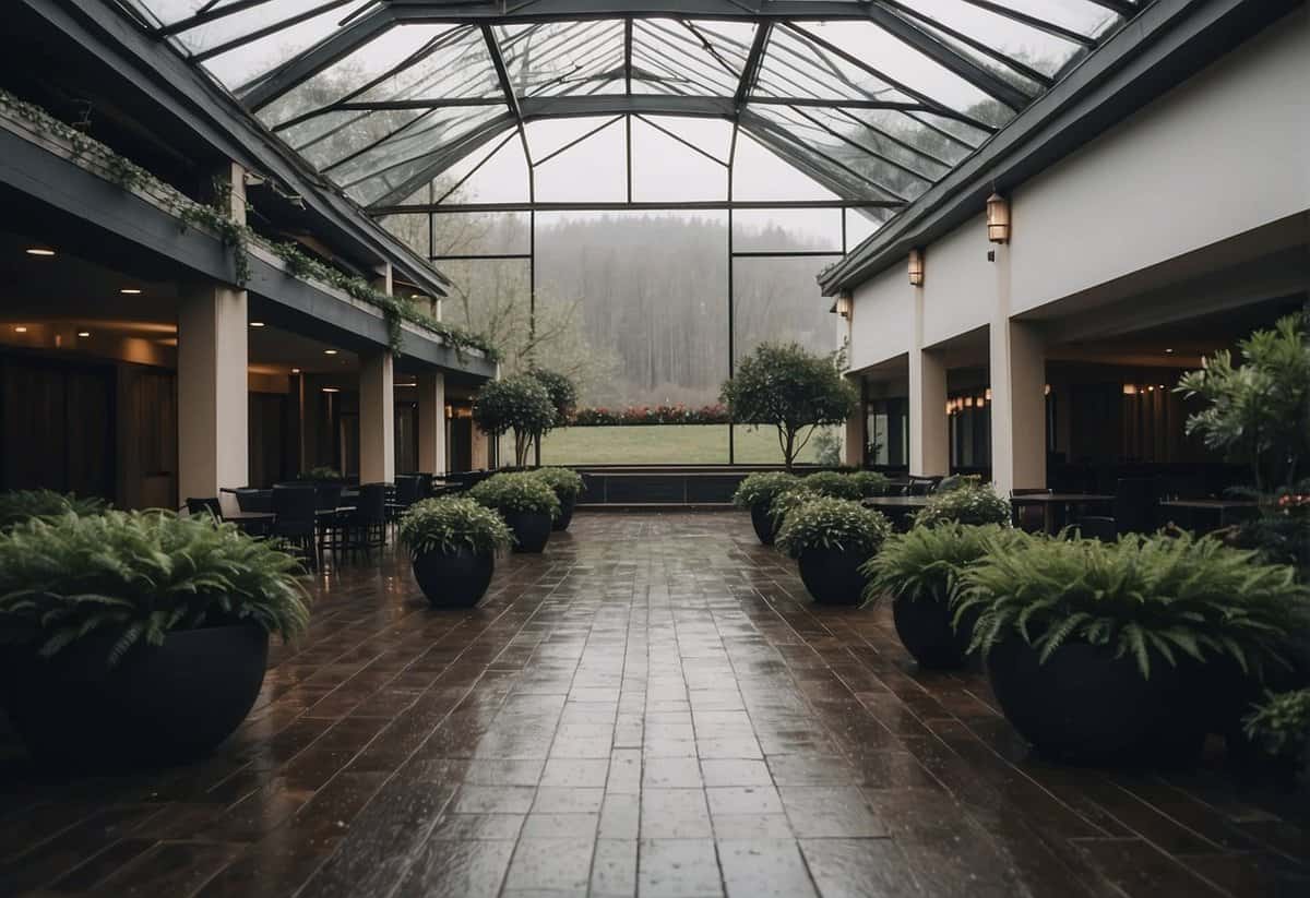 A deserted wedding venue on a cold and rainy weekday in the off-peak season