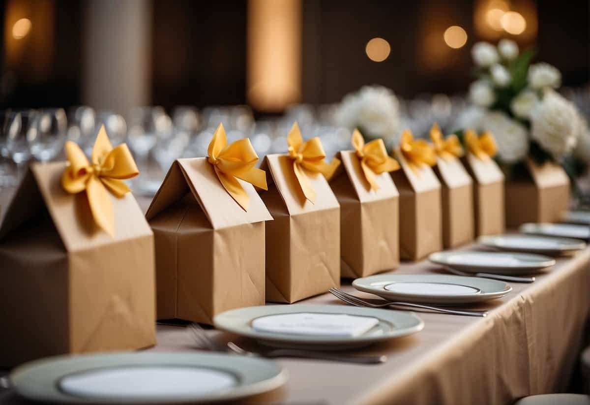Guests place envelopes or gifts on a designated table at various wedding receptions