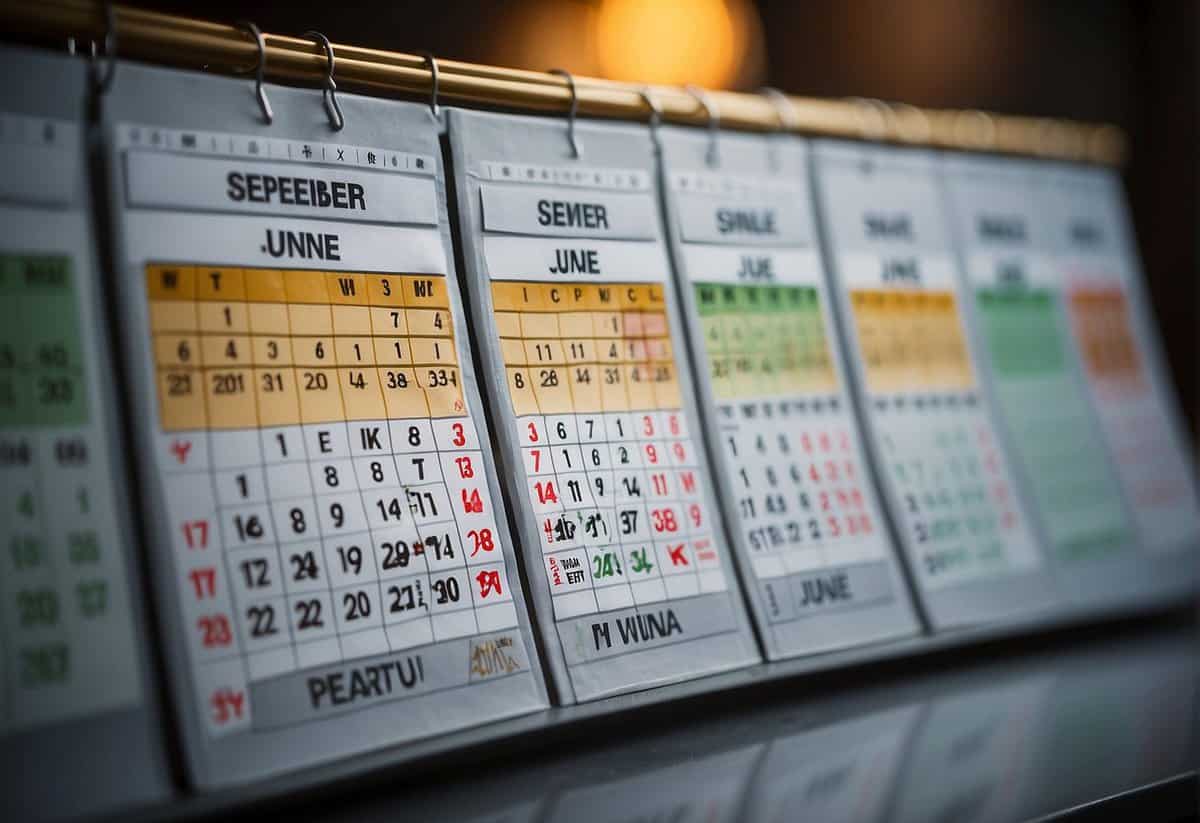 A calendar with highlighted months of June, September, and October