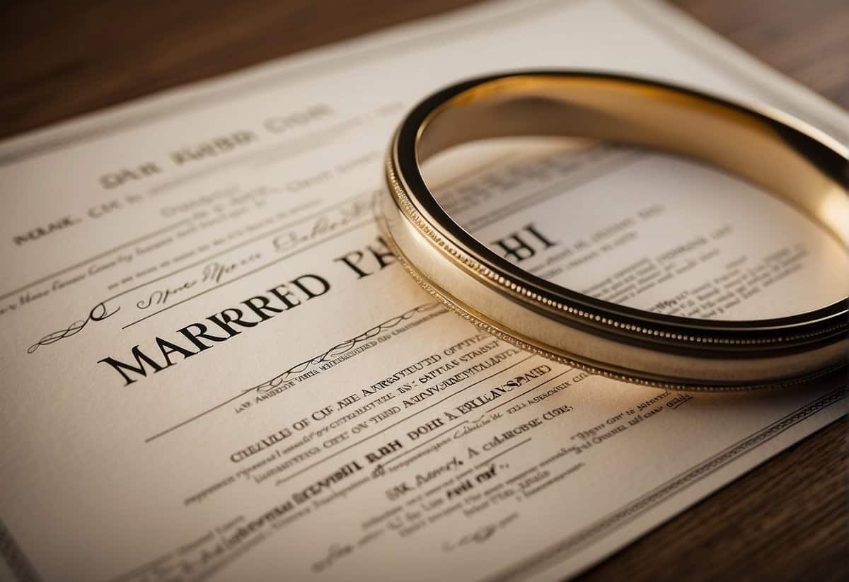 Two marriage certificates overlapping, one with "married" status, the other blank