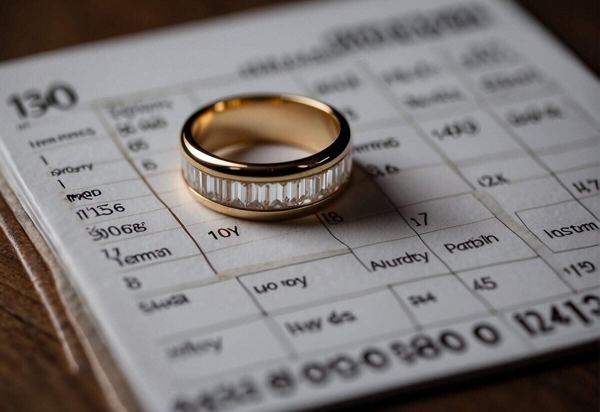 A wedding ring placed on a calendar marking the age of 40