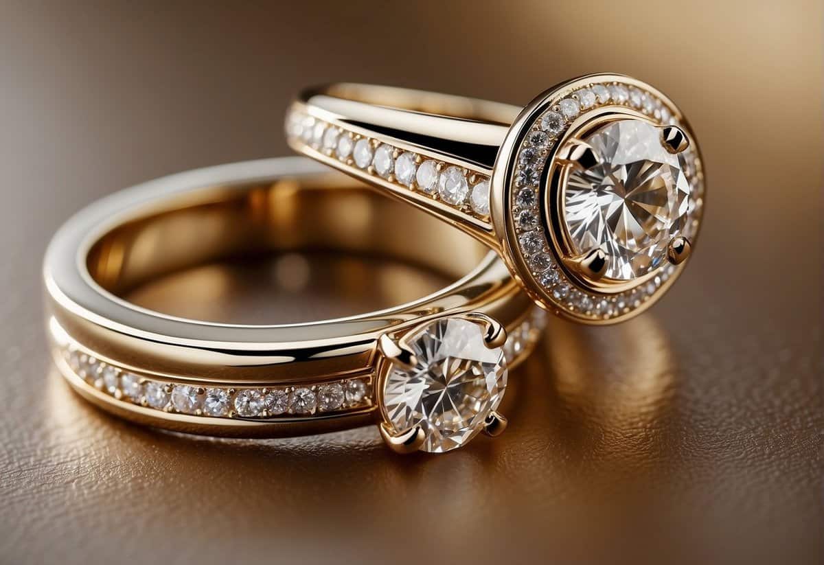 Two rings on a surface, one with a simple band and the other with a diamond or gemstone