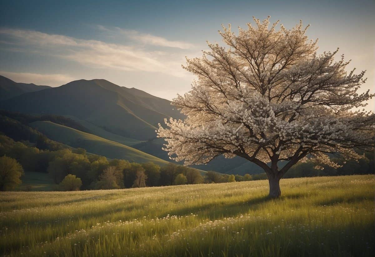 A serene landscape with a single tree in bloom, symbolizing the freedom and independence that comes with not getting married