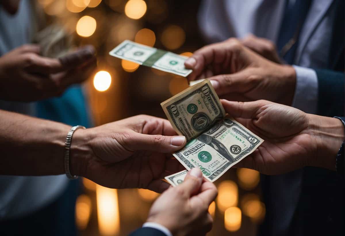 Parents hand over money for son's wedding