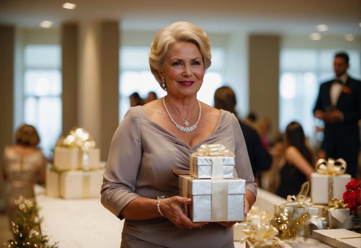The mother of the groom oversees the gift table and ensures the safekeeping of cards and presents