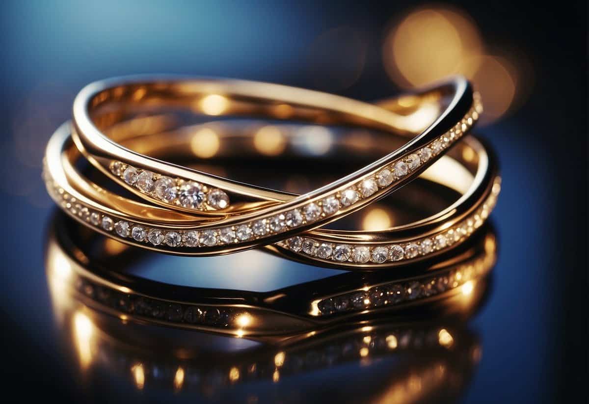 Two wedding rings intertwined