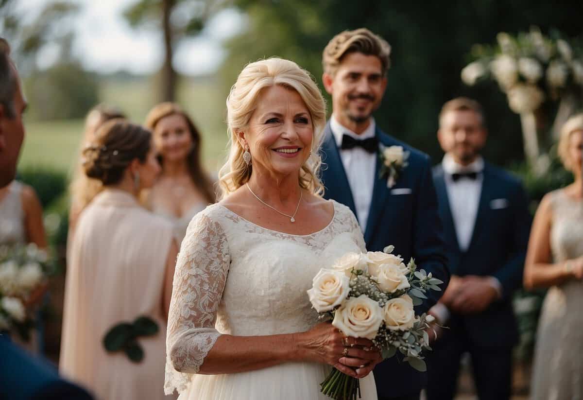 The mother of the groom speaks at the wedding, following post-wedding traditions