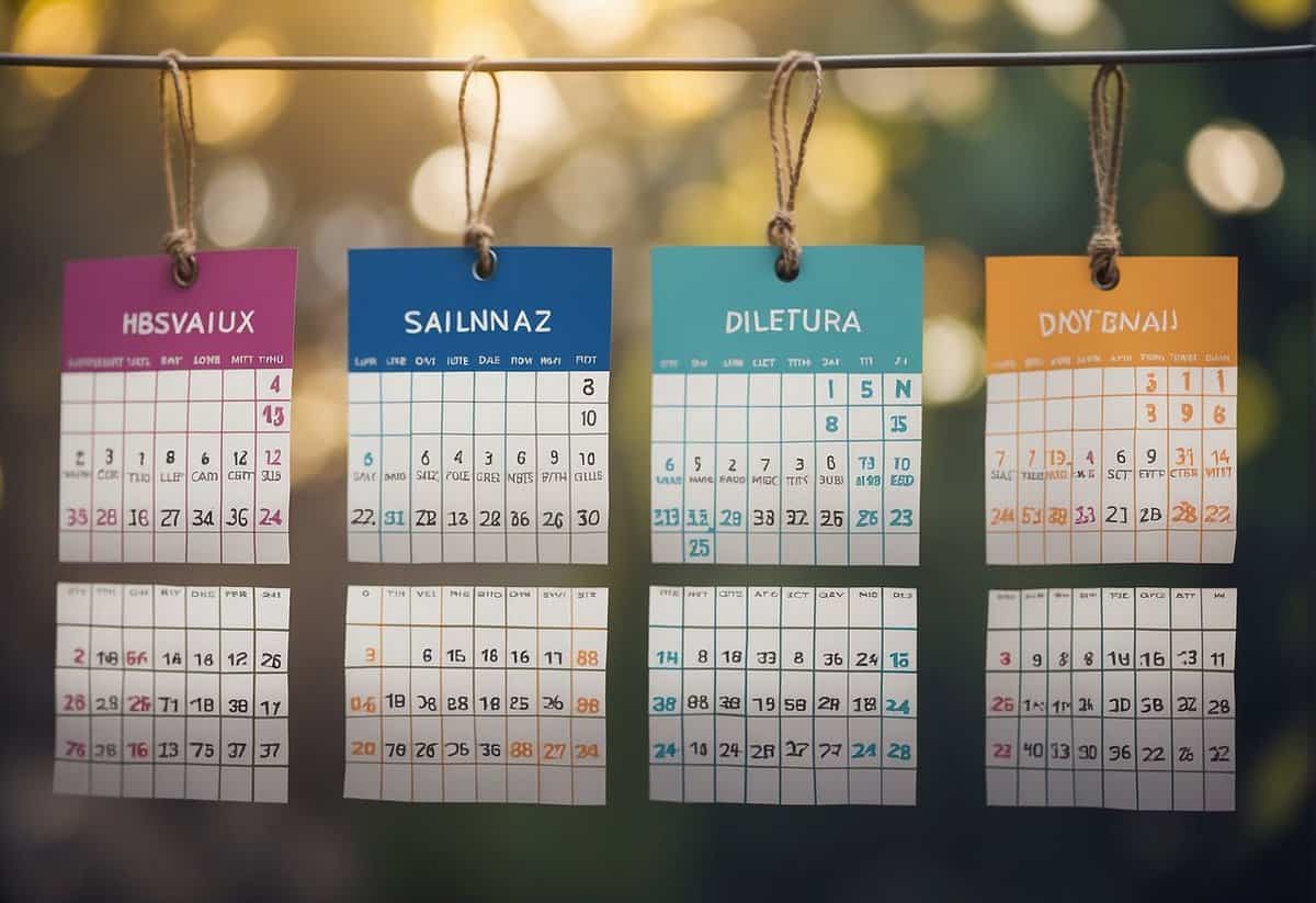 A calendar with different days highlighted, showing the most popular day for weddings