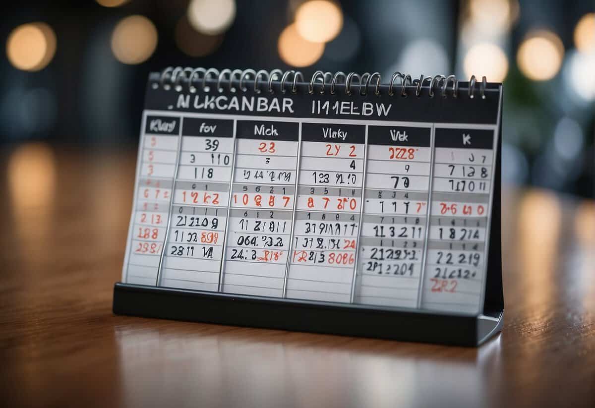 A calendar with various days of the week, with emphasis on weekends