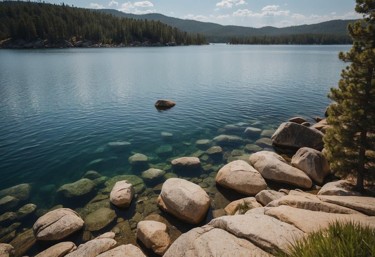 A scenic outdoor wedding at Sylvan Lake in Custer State Park, with the iconic granite formations and crystal-clear waters as a backdrop