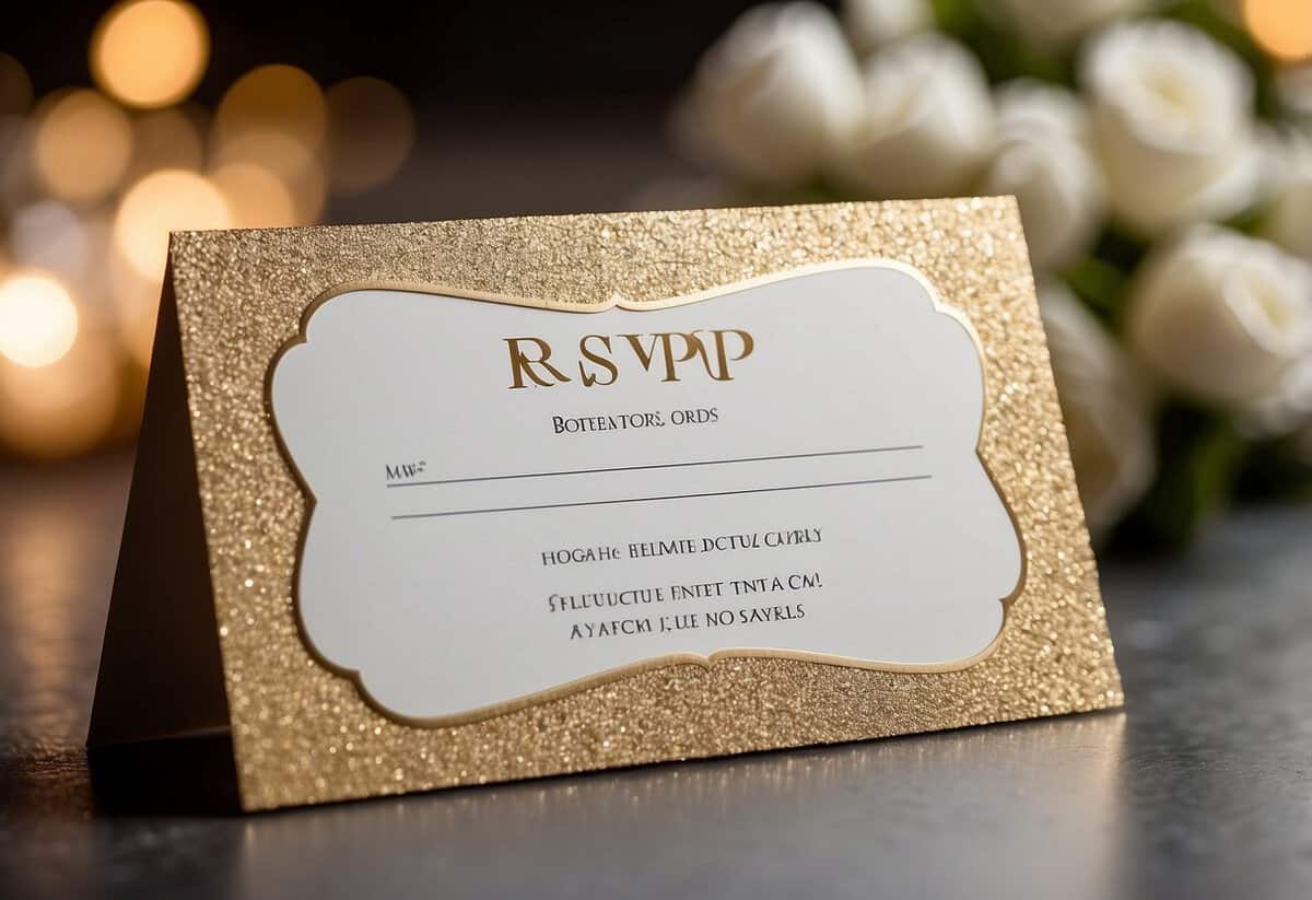 A stack of elegant RSVP wedding cards with dress code tips