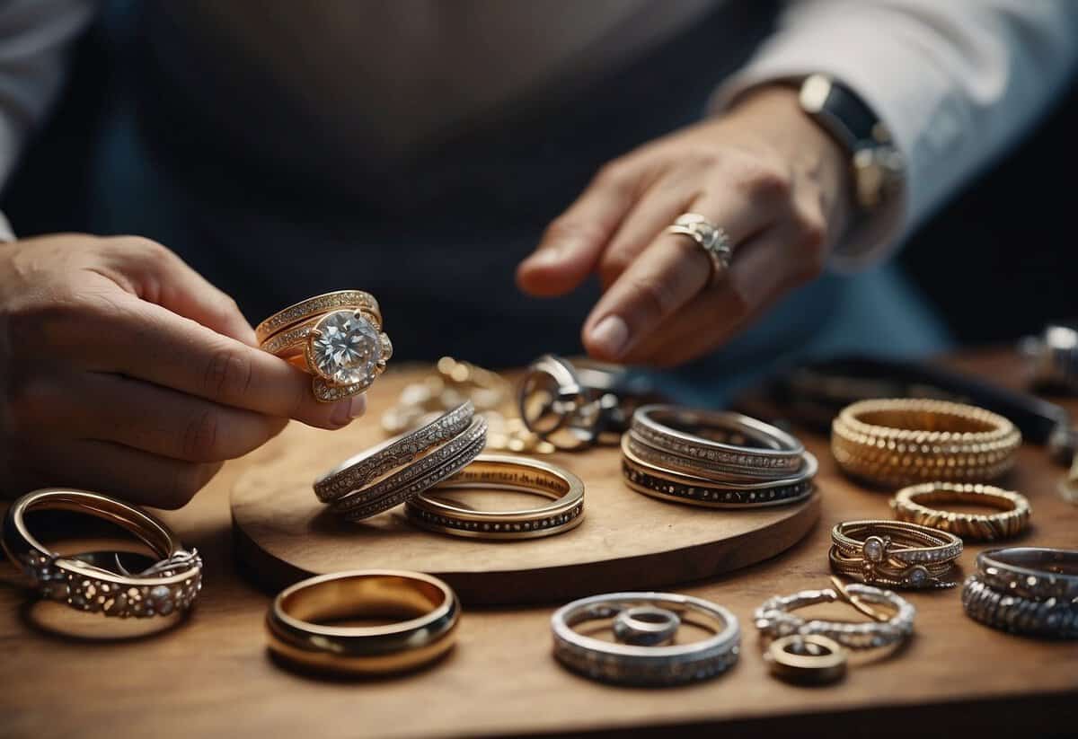 A jeweler carefully mixes different metals for wedding jewelry