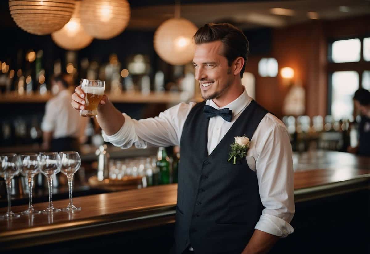 Bartender follows "Keep the Bar Area Clean" tips at a wedding