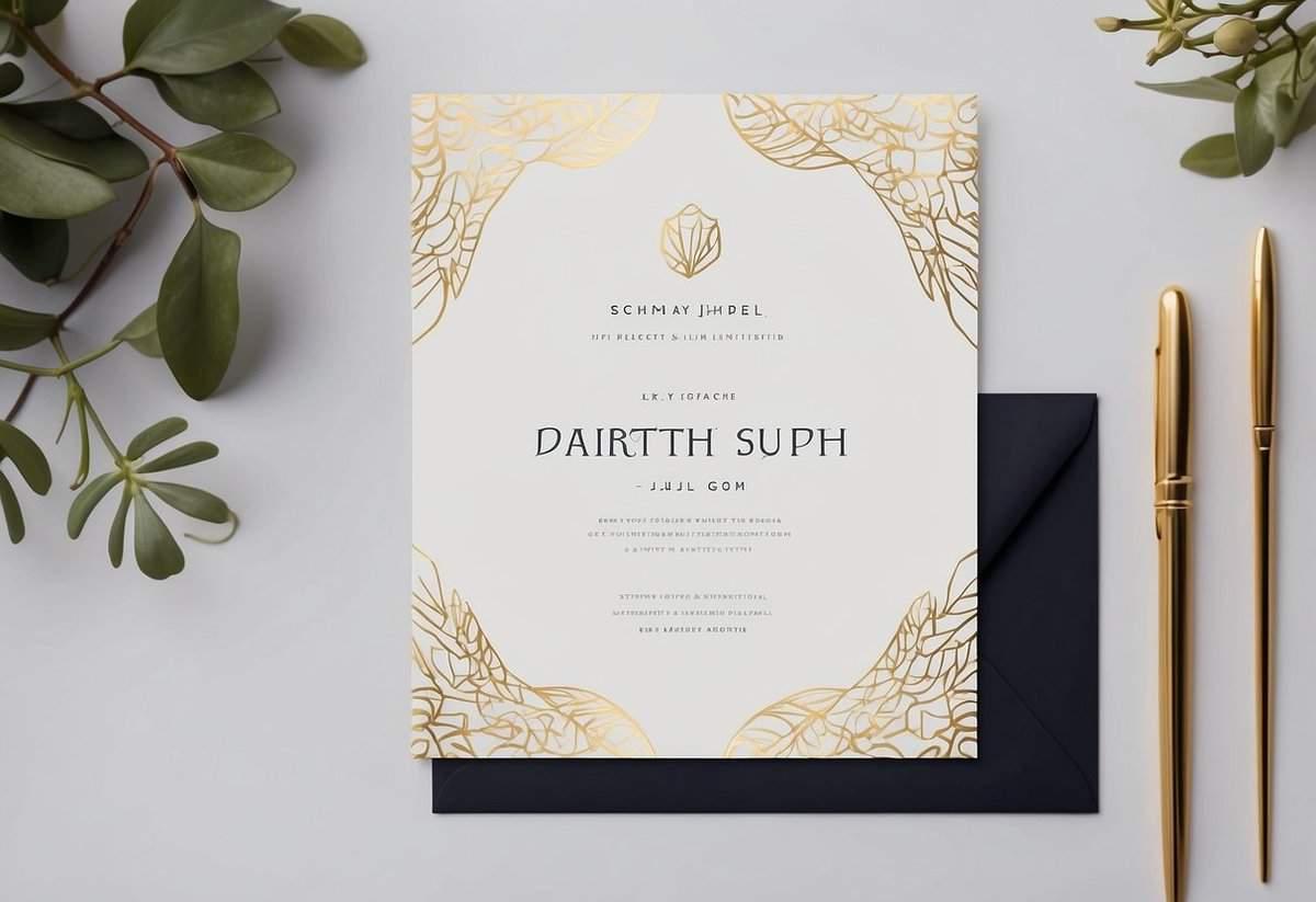 A sleek, modern invitation design with elegant fonts and minimalist details
