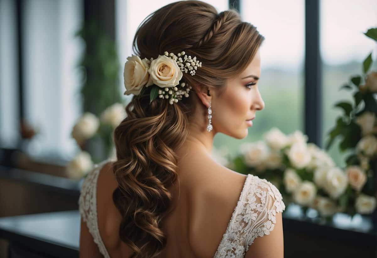 A bridal hairdo with fresh flowers for a natural touch