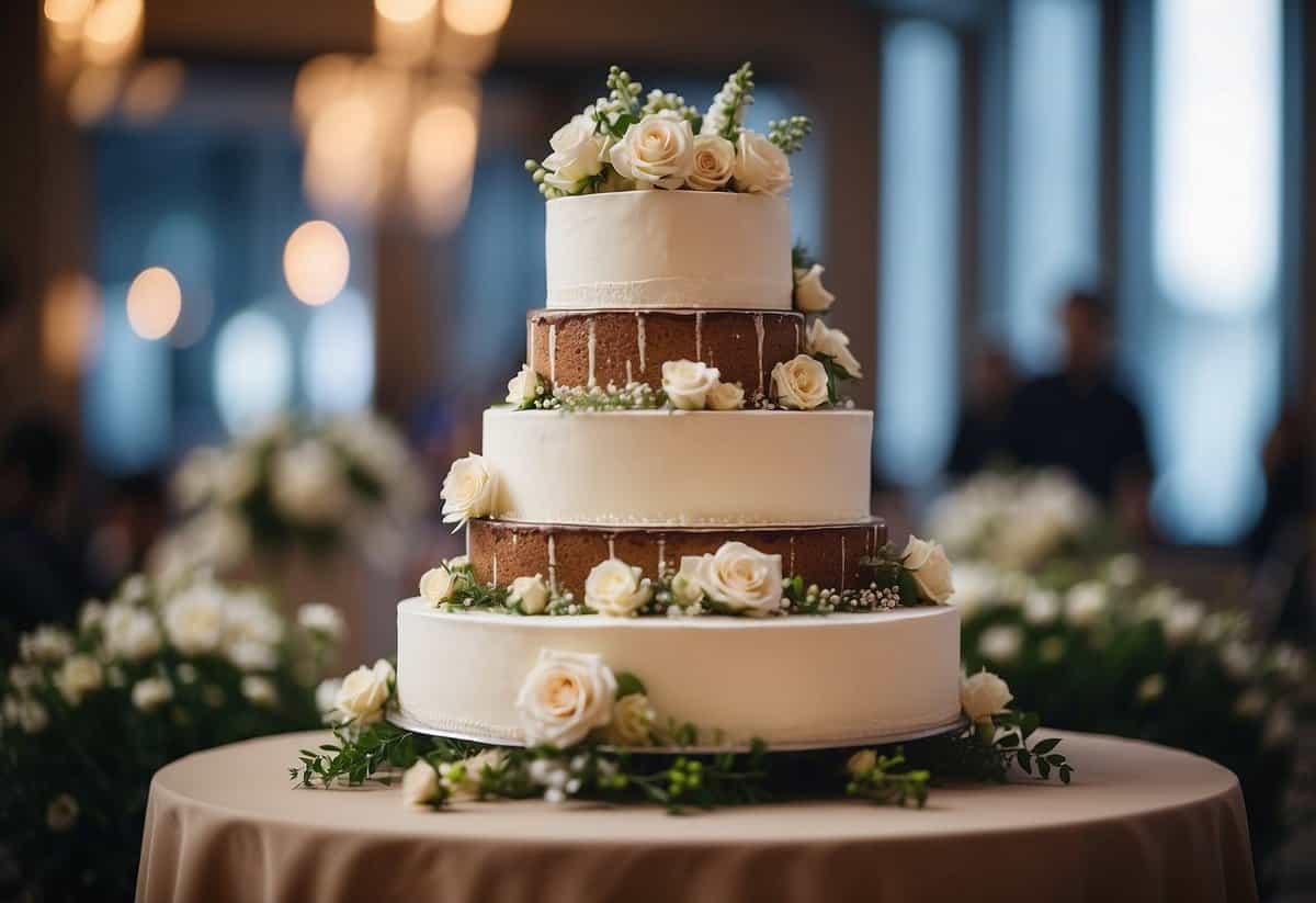 Dowels support multi-tiered wedding cake. DIY setup