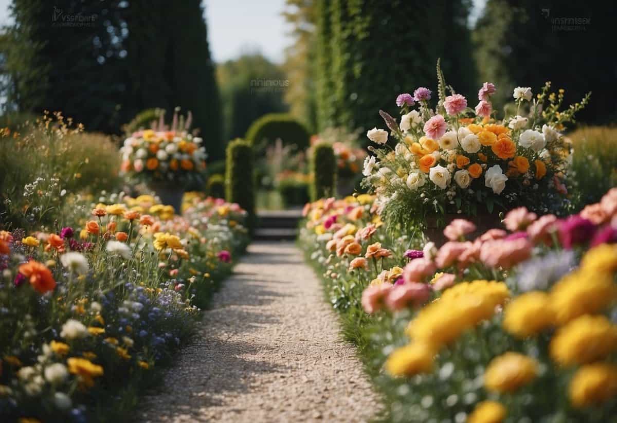 A garden filled with vibrant seasonal flowers arranged in elegant wedding styling tips