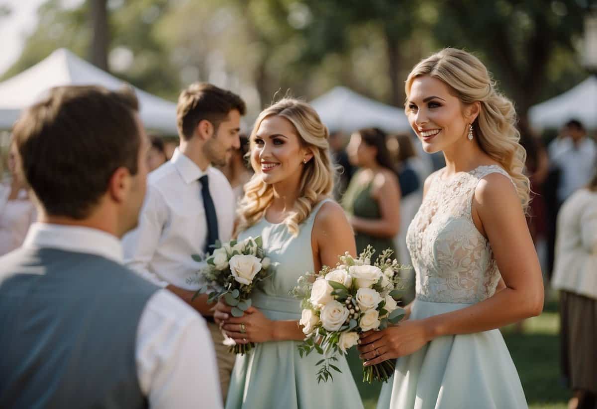 Maid of honor coordinates with vendors on wedding day