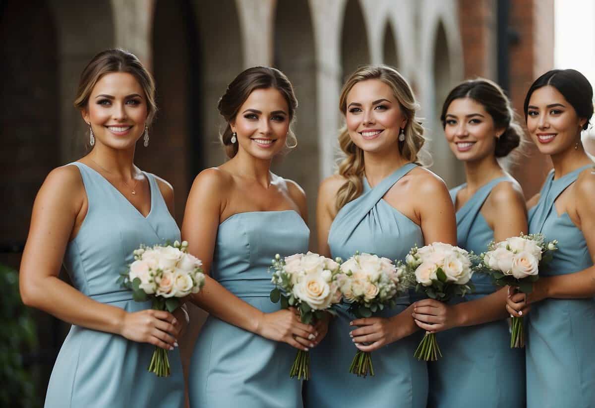 Bridesmaids in line, Maid of Honor with checklist, ensuring everything runs smoothly on the wedding day