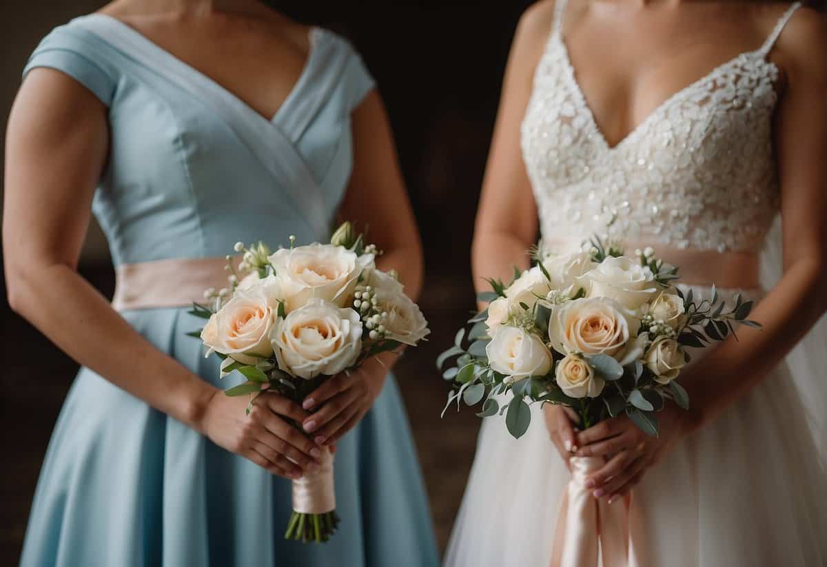 The maid of honor stands beside the bride, offering support and assistance. She holds the bride's bouquet and ensures everything runs smoothly on the wedding day