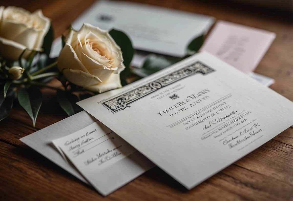 Wedding invitations being double-checked against addresses before mailing
